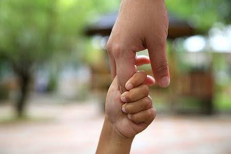 Parent holding hand with child